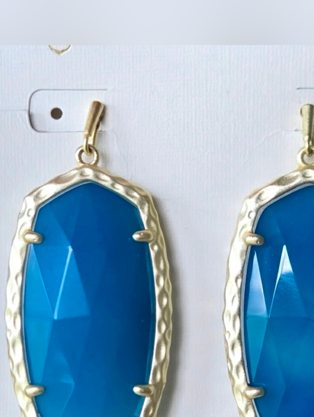 Kendra Scott Teal Blue Banded Agate Ella Earrings - Picture 4 of 4